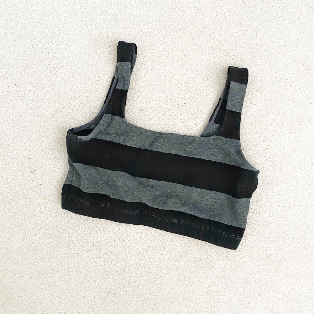 Marika Black & Gray Striped Sports Bra
